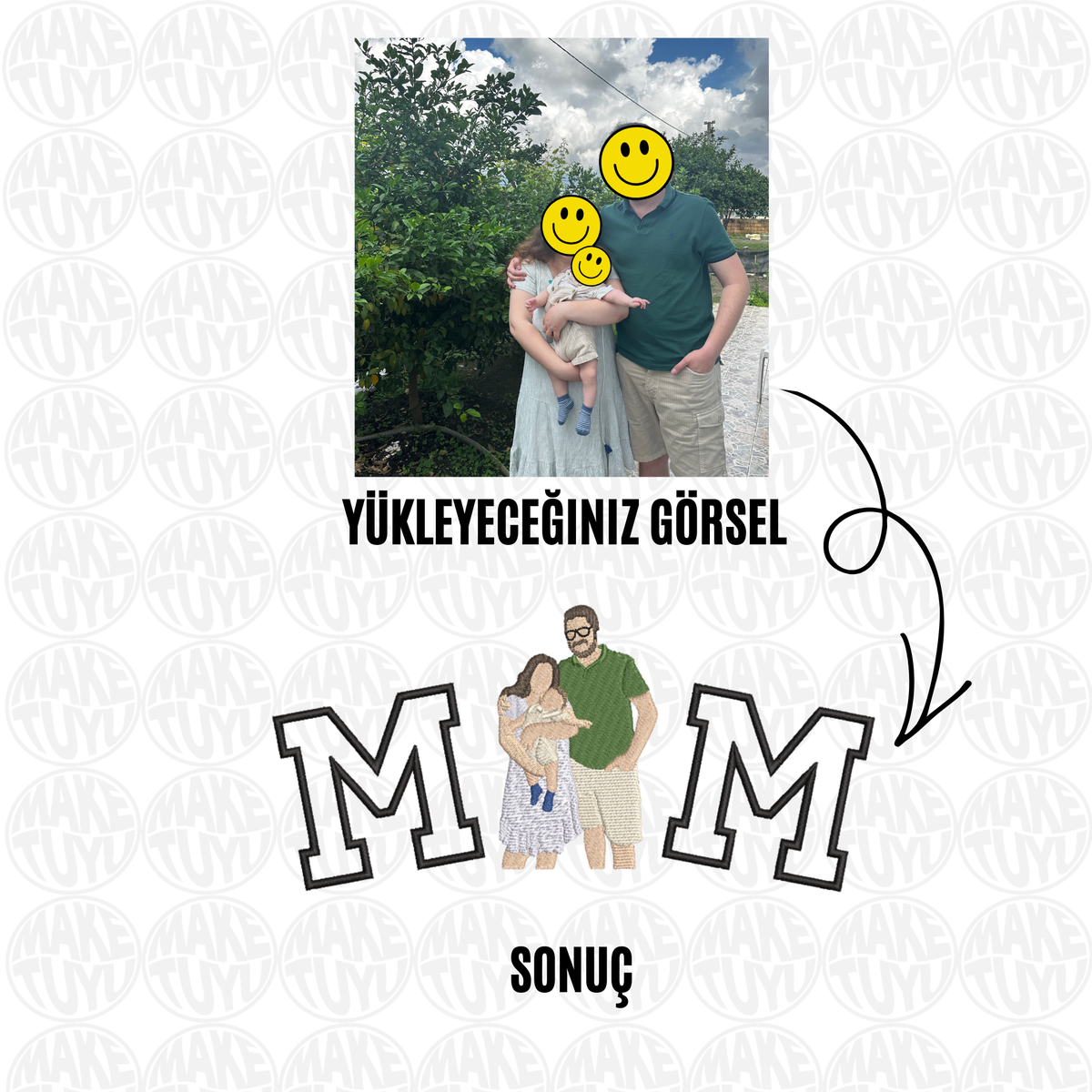 Kişiye Özel "MOM" Fotoğraf Nakışı