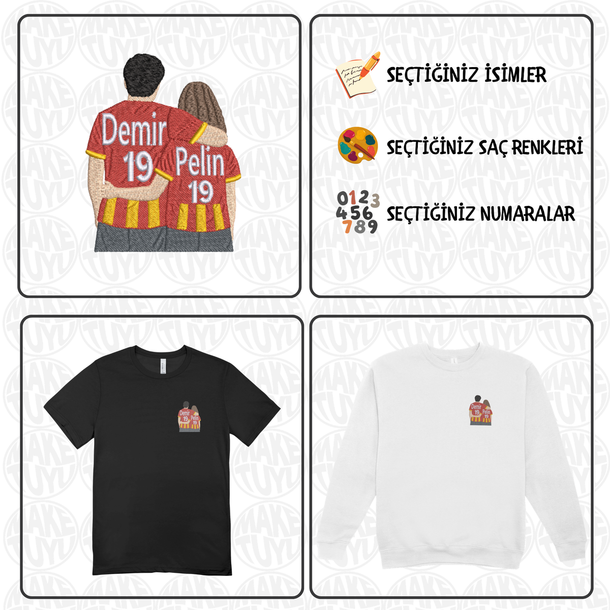 Özelleştirilebilir Takımlı Çift Nakışı