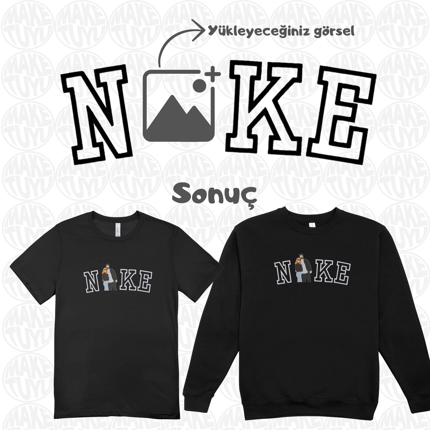 Kişiye Özel N x KE Fotoğraf Nakışı
