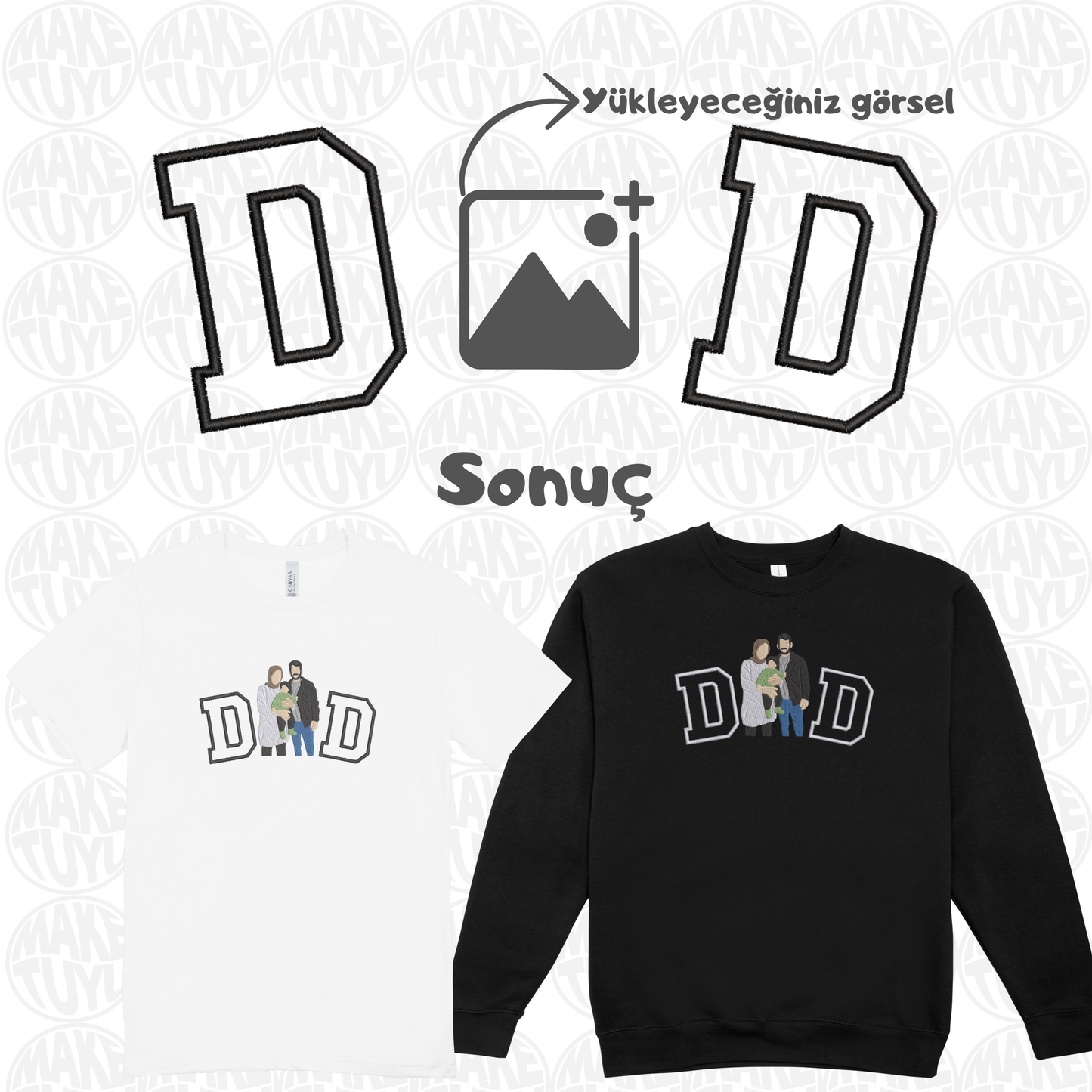 Kişiye Özel "DAD" Fotoğraf Nakışı
