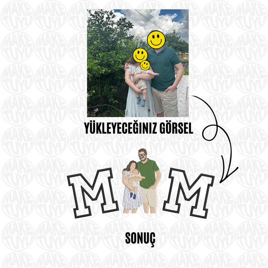 Kişiye Özel "MOM" Fotoğraf Nakışı