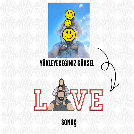 Kişiye Özel L x VE Fotoğraf Nakışı